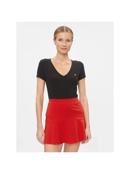 Tommy Jeans Marškinėliai Essential Slim Fit juoda