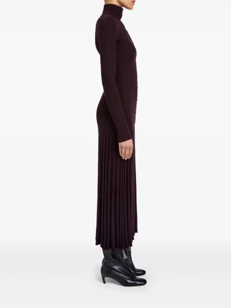 Плисирана костюм миди рокля Proenza Schouler до коляното червено
