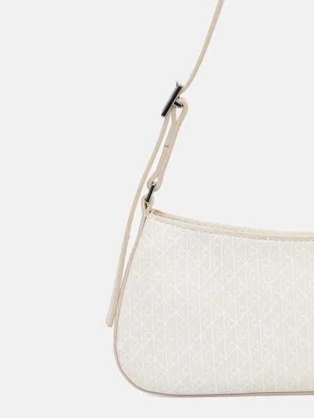 Calvin Klein Táska Emblem Aop Small Shoulder Bag Ekru bézs
