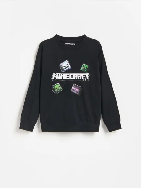 Reserved Tričko s dlhými rukávmi Minecraft čierna