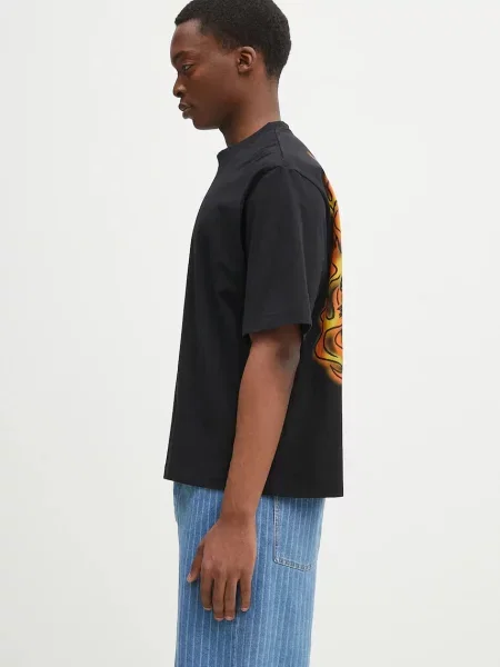 Футболка Marcelo Burlon County Flame Boxy T-Shirt Black Red з принтом чорний