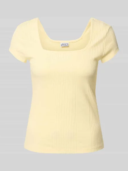 T-shirt w efekt prążkowania z prostokątny dekolt Jake*s Studio Woman