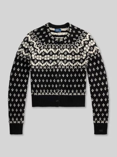 Kardigan rozpinany ze ściągaczem prążkowanym Polo Ralph Lauren czarny