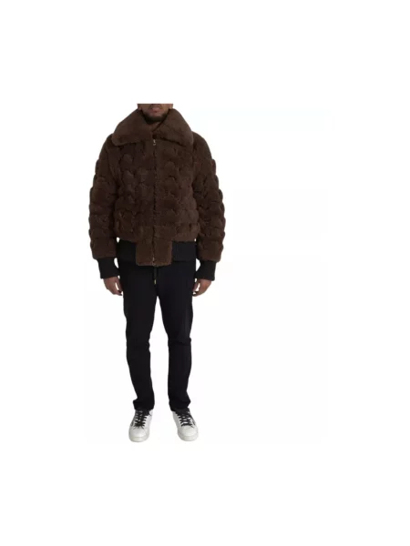 Kurtka bomber Bottega Veneta z owczej skóry brązowy