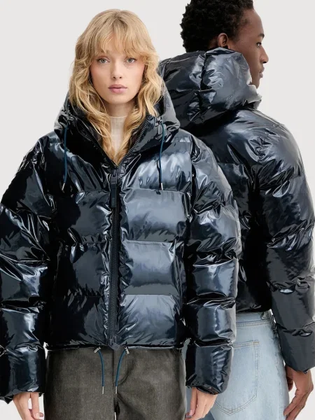 Яке Rains Alta Short Puffer Jacket зимен модел тъмносиньо