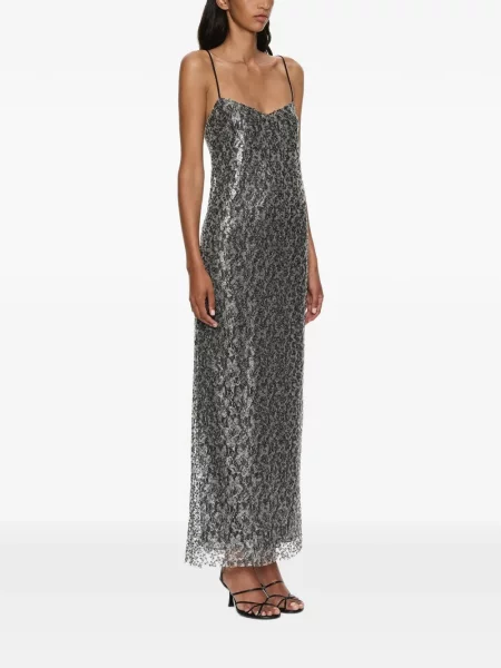 Rochie maxi Christopher Esber din dantelă gri