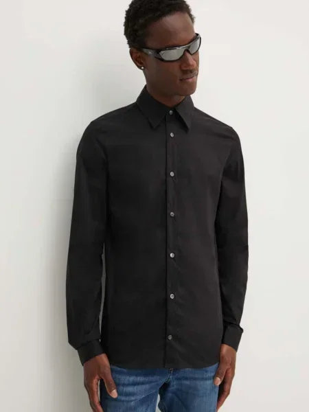 Diesel koszula S-FITTY-A slim z kołnierzykiem klasycznym czarny