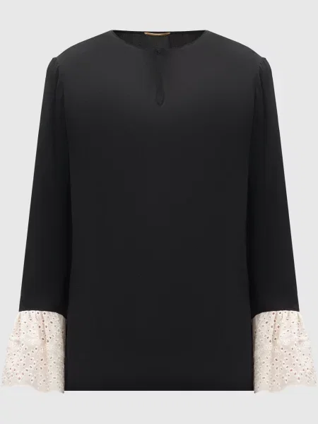 Шелковая блузка Saint Laurent черная