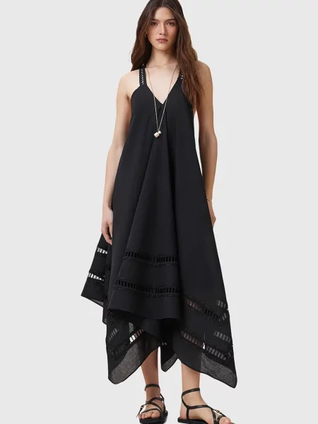 AllSaints rochie din LIL midi evazati negru
