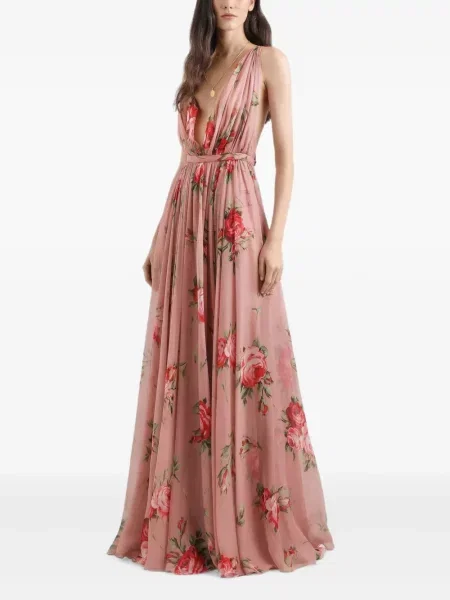 Φλοράλ κοστούμι φόρεμα Dolce & Gabbana με σχέδιο ροζ