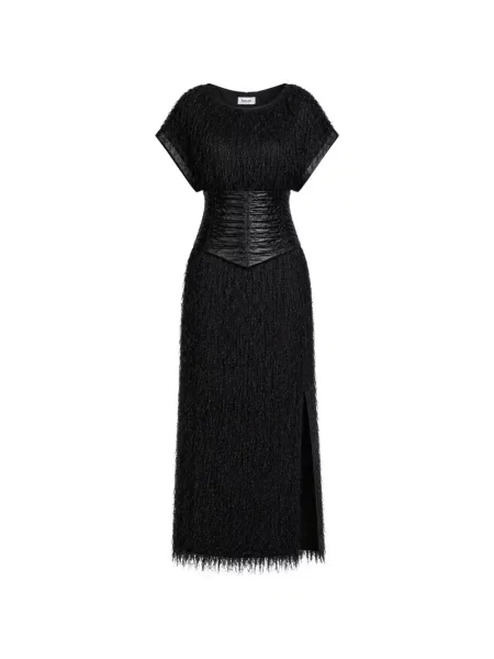 Rochie maxi Baruni cu franjuri negru