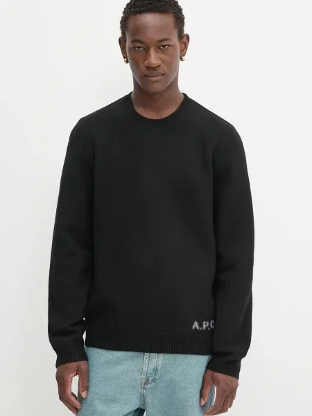 Вълнен пуловер A.P.C. Pull Edward мъжки черно