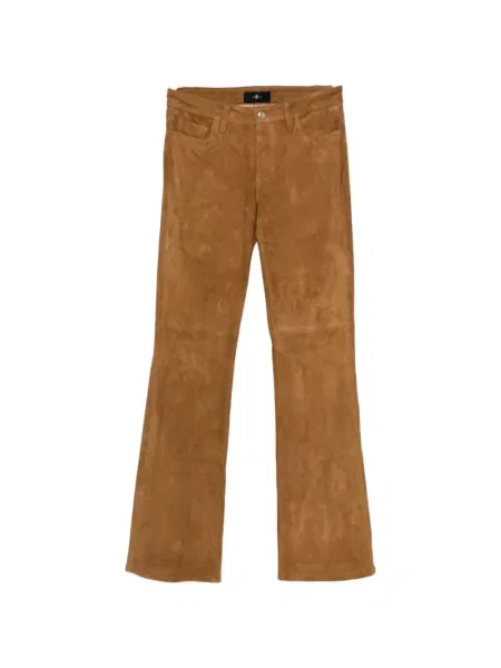 Hlače 7 For All Mankind od brušene kože lepršave smeđa