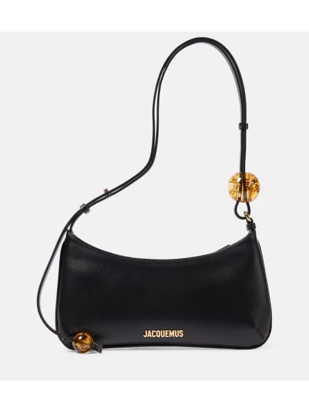 Torebka skórzana Jacquemus z perełkami czarna