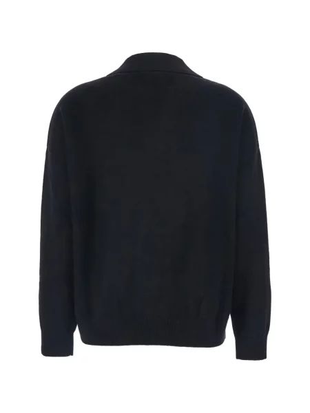 Gulerat tricou polo Plain din cașmir negru