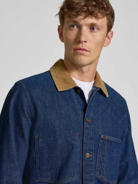 Kurtka jeansowa o kroju regular fit z czystej bawełny niebieska