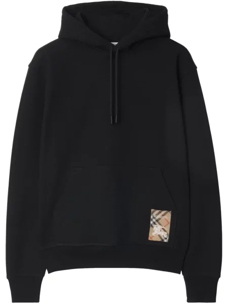 Кариран суичър с качулка Burberry черно