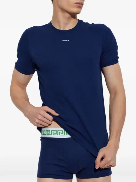 Tricou Versace din jerseu cu autograf albastru