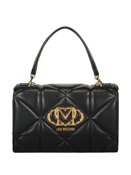 Geantă de mână Love Moschino matlasată cu autograf negru