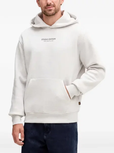 Hanorac cu glugă Alpha Industries cu imagine gri