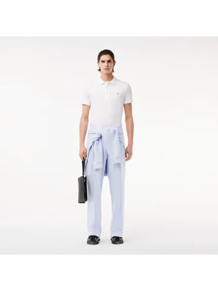 Lacoste Koszulka Polo Slim Fit Stretch Cotton Piqué Grey Crocodile biała