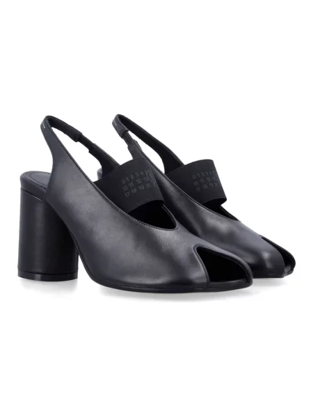 Czółenka Mm6 Maison Margiela skórzana z otwartą piętą czarna