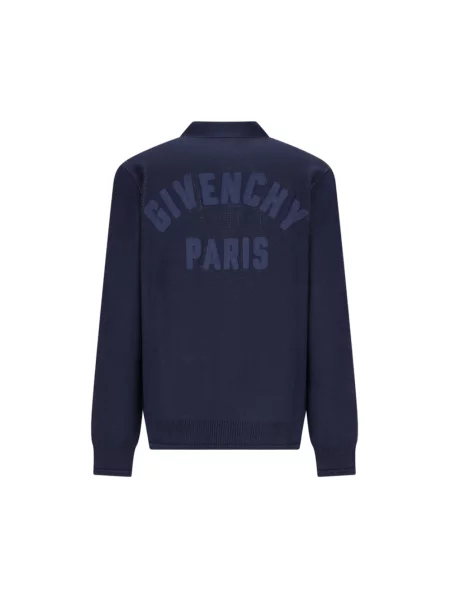 Kardigan Givenchy z dekoltem w serek niebieski