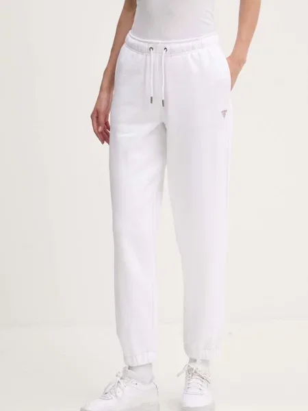 Guess Jeans spodnie dresowe gładkie biały
