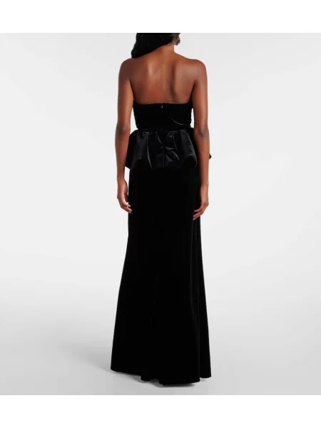 Cu peplum rochie Self-portrait de catifea negru
