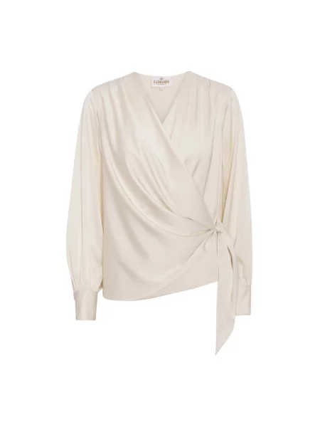 Lniana bluzka Karmamia elegancka beżowa