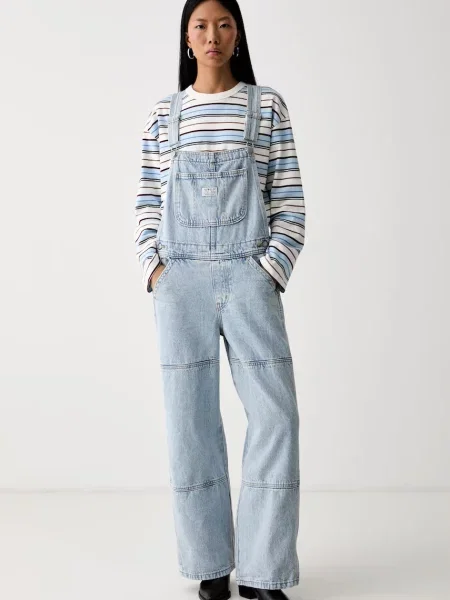 Levi's salopetă din denim pentru femei UTILITY OVERALL albastru
