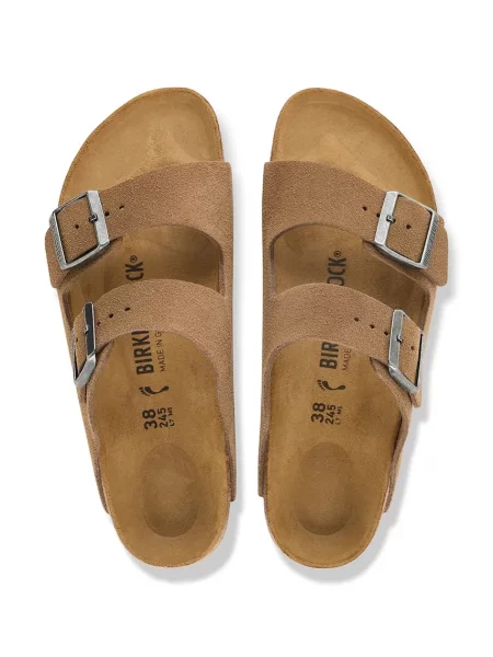 Birkenstock klapki zamszowe Arizona Suede Leather beżowe