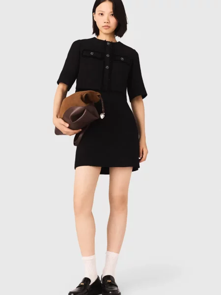 Твідова сукня Maje чорна