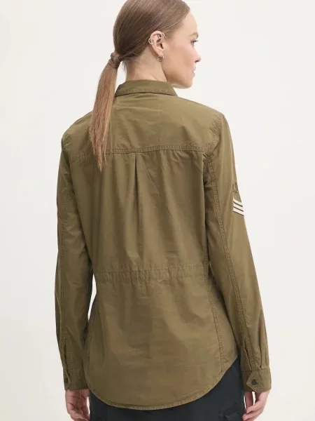 Košile Superdry regular s klasickým límcem zelená