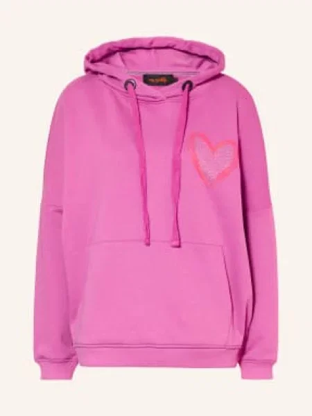 Miss Goodlife Bluza Z Kapturem Z Kamieniami Ozdobnymi lila różowa