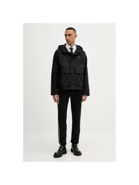 Fred Perry Spodnie W Stylu Joggingowym O Regularnym Kroju Z Galonowymi Paskami schwarz czarne