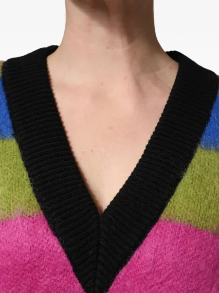 Kostkovaný svetr Dolce & Gabbana s výstřihem do v bílý