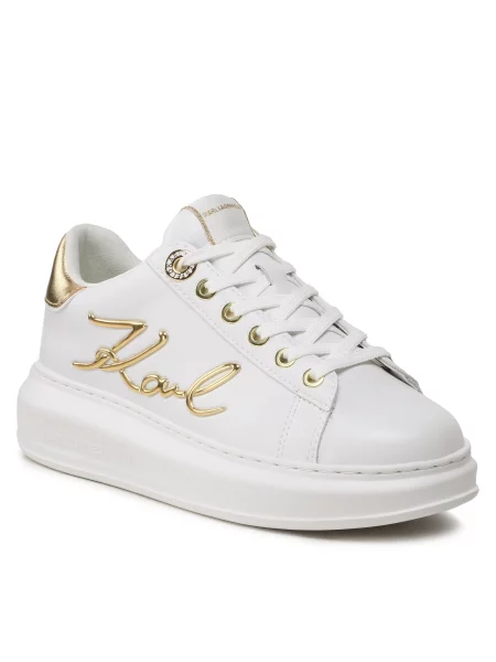 Superge KARL LAGERFELD White Lthr W/Gold bela