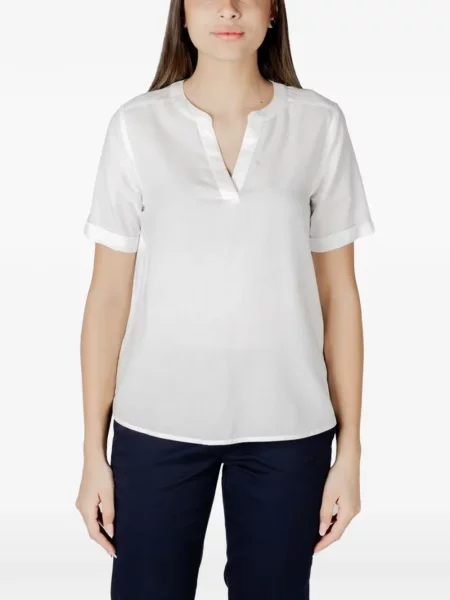 Scurt tricou Street One cu decolteu în V streetstyle alb