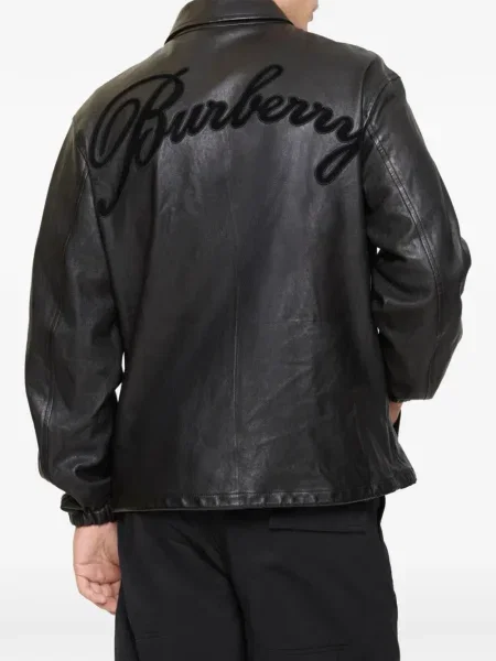 Geanta de piele Burberry cu autograf negru