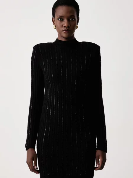 Twinset rochie tricotată cu amestec de lână negru
