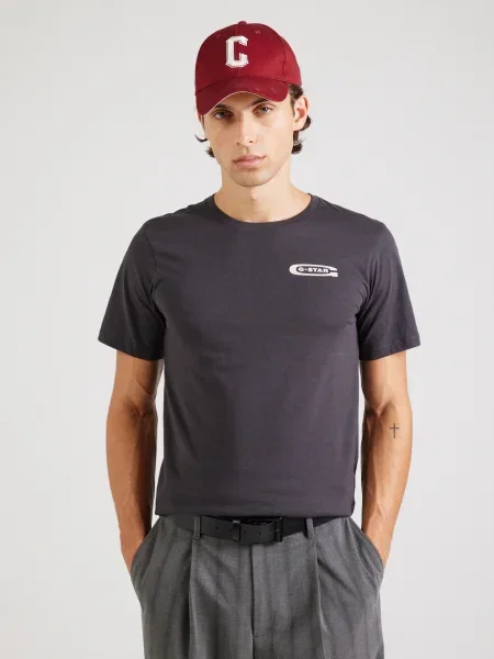 G-STAR Tricou Old Skool gri închis alb