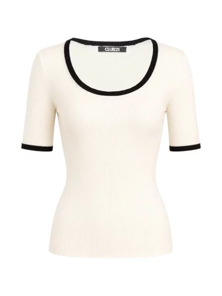 Scurt top Club21 Collection tricotate alb