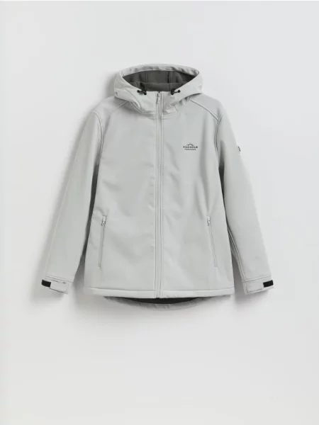 Reserved Geacă softshell cu glugă deschis gri