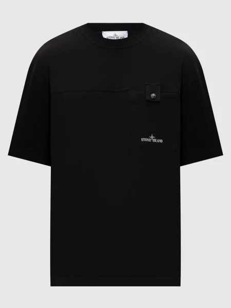 Футболка з принтом логотипа Stone Island чорна
