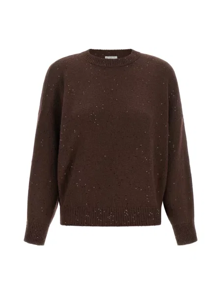 Sweter Brunello Cucinelli brązowy