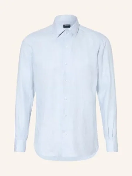 Zegna Lněná Košile Regular Fit tmavě modrá