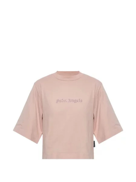 Stras decupat tricou Palm Angels roz