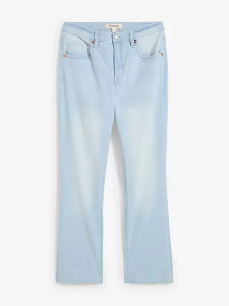 Jeansy flared high waist cropped niebieskie