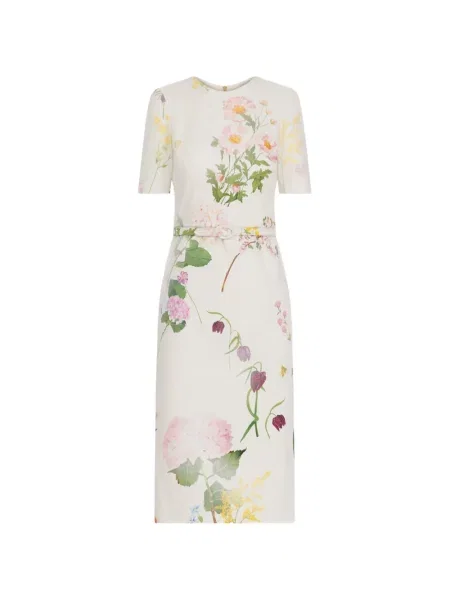 Rochie din denim Oscar De La Renta cu imagine alb